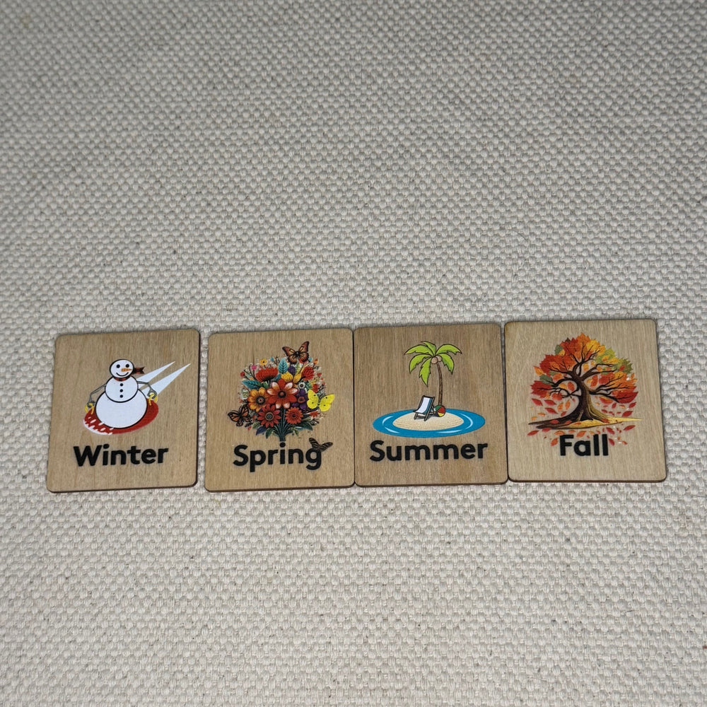 Wooden Language Labels, 4 Seasons, 5 Senses, Syllables, Small, Medium Large (ONLINE ORDER ONLY)