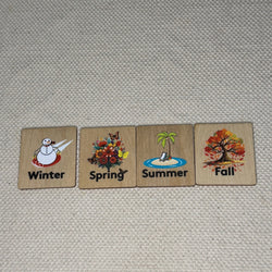 Wooden Language Labels, 4 Seasons, 5 Senses, Syllables, Small, Medium Large (ONLINE ORDER ONLY)