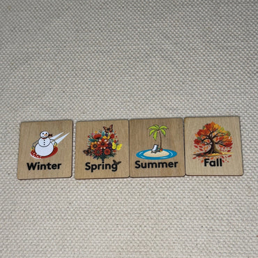 Wooden Language Labels, 4 Seasons, 5 Senses, Syllables, Small, Medium Large (ONLINE ORDER ONLY)