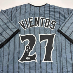Autographed/Signed Mark Vientos New York CIty Connect Grey Baseball Jersey Beckett BAS COA (ONLINE ORDER ONLY)