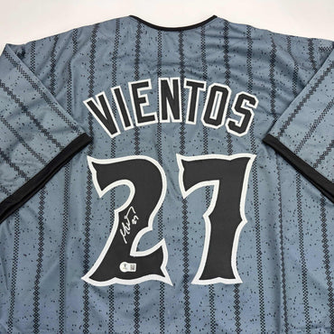 Autographed/Signed Mark Vientos New York CIty Connect Grey Baseball Jersey Beckett BAS COA (ONLINE ORDER ONLY)