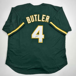 Autographed/Signed Lawrence Butler Oakland Green Baseball Jersey Beckett BAS COA (ONLINE ORDER ONLY)