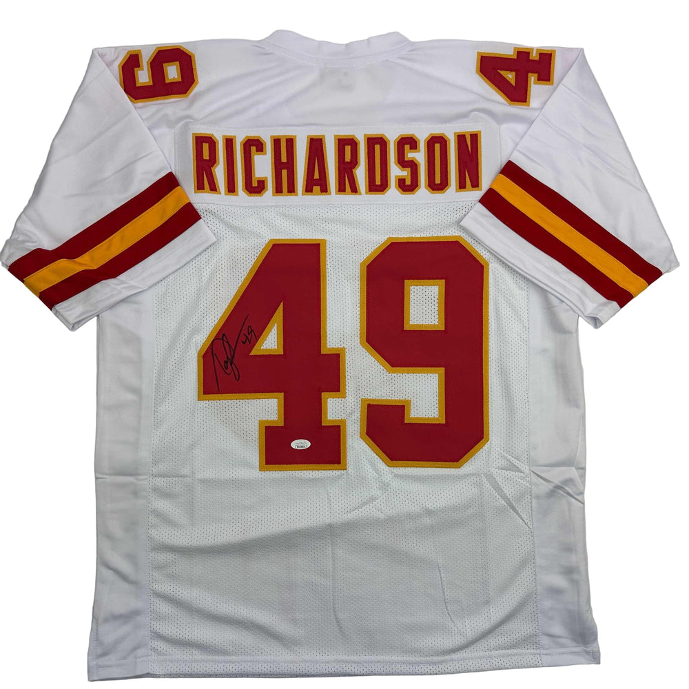 Autographed/Signed Tony Richardson Kansas City White Football Jersey JSA COA (ONLINE ORDER ONLY)
