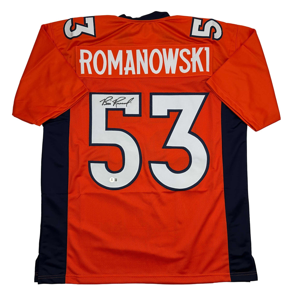 Autographed/Signed Bill Romanowski Denver Orange Football Jersey Beckett BAS COA (ONLINE ORDER ONLY)