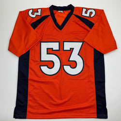 Autographed/Signed Bill Romanowski Denver Orange Football Jersey Beckett BAS COA (ONLINE ORDER ONLY)