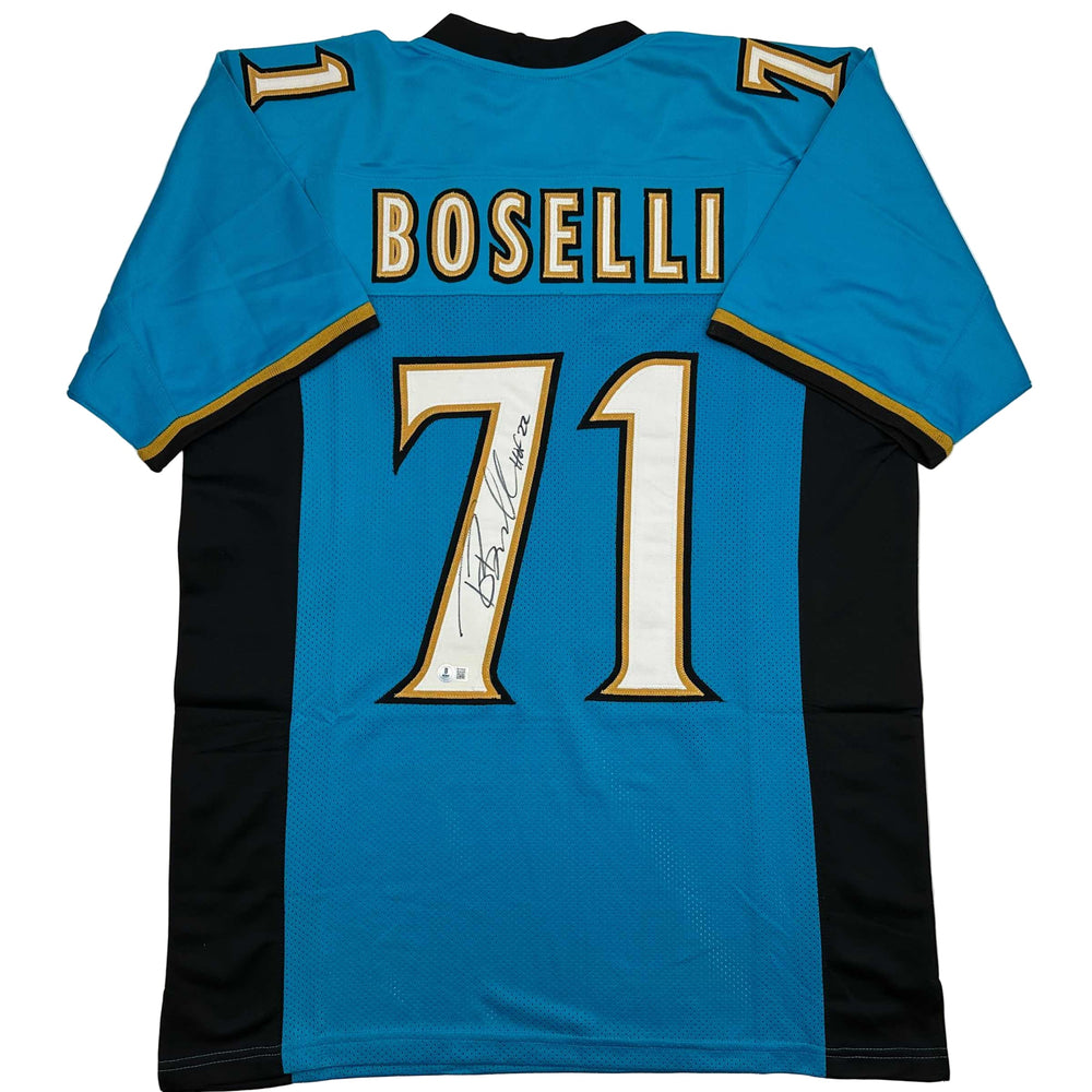 Autographed/Signed Tony Boselli HOF 22 Jacksonville Teal Football Jersey Beckett BAS COA (ONLINE ORDER ONLY)