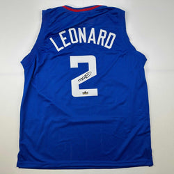 Facsimile Autographed Kawhi Leonard Los Angeles LA Blue Reprint Laser Auto Basketball Jersey Size Men's XL (ONLINE ORDER ONLY)