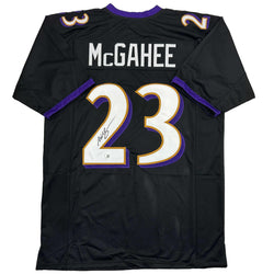 Autographed/Signed Willis McGahee Baltimore Black Football Jersey Beckett BAS COA (ONLINE ORDER ONLY)