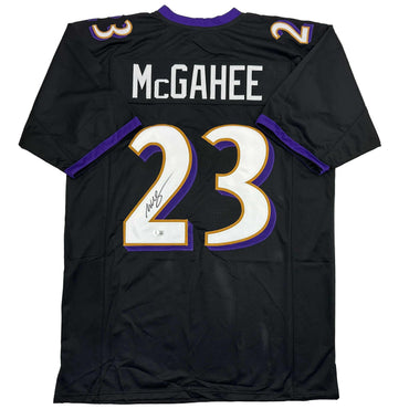 Autographed/Signed Willis McGahee Baltimore Black Football Jersey Beckett BAS COA (ONLINE ORDER ONLY)