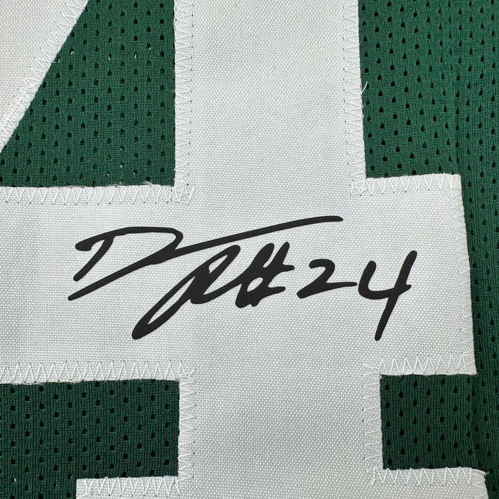 Framed Facsimile Autographed Darrelle Revis 35x39 New York Green Reprint Laser Auto Football Jersey (ONLINE ORDER ONLY)