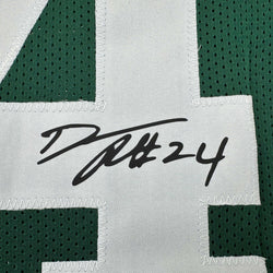 Framed Facsimile Autographed Darrelle Revis 35x39 New York Green Reprint Laser Auto Football Jersey (ONLINE ORDER ONLY)