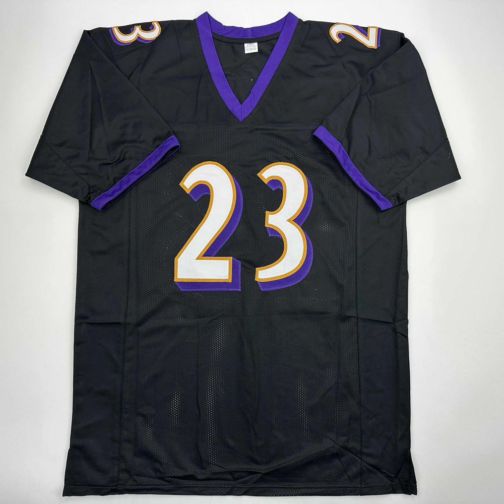 Autographed/Signed Willis McGahee Baltimore Black Football Jersey Beckett BAS COA (ONLINE ORDER ONLY)
