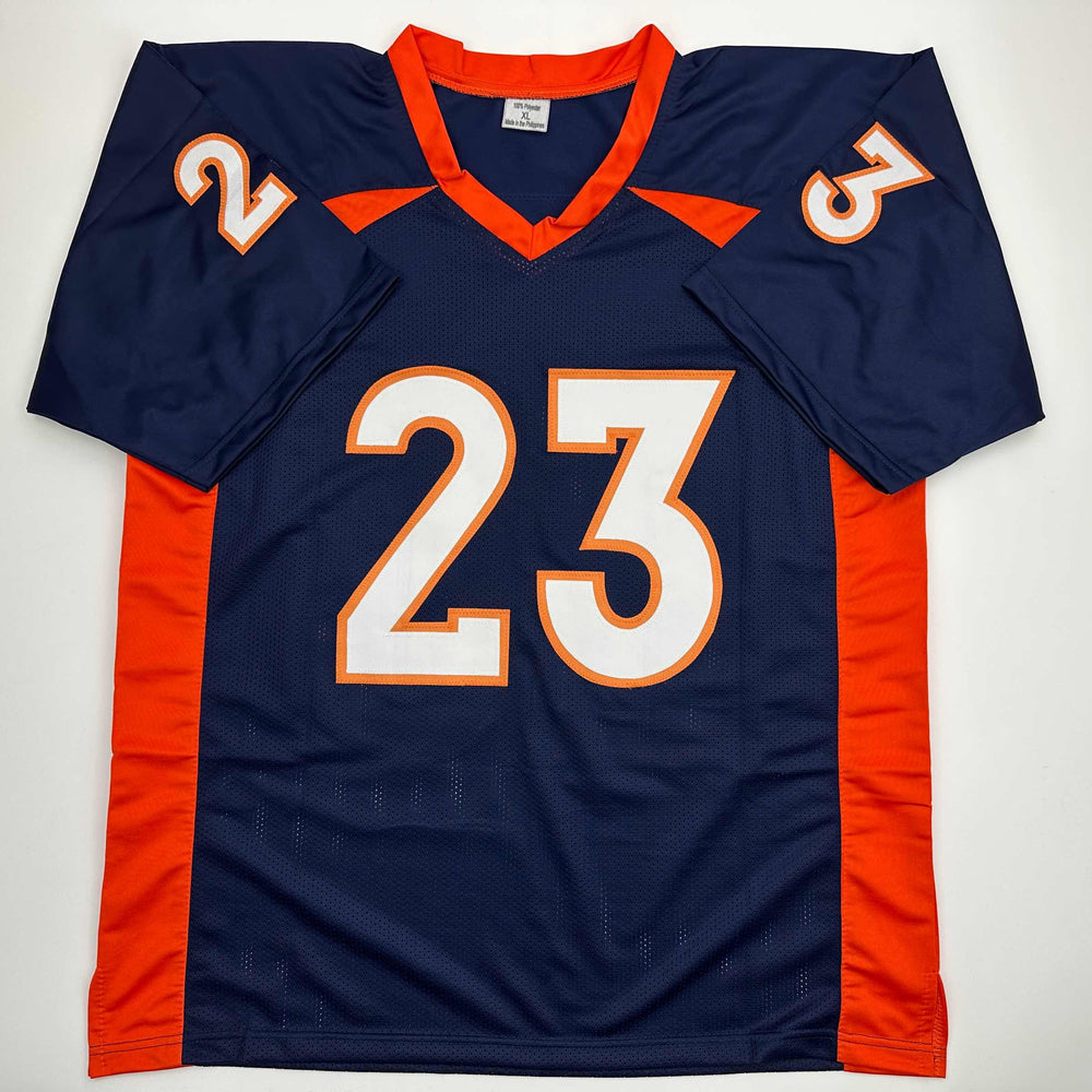 Autographed/Signed Willis McGahee Denver Blue Football Jersey JSA COA (ONLINE ORDER ONLY)