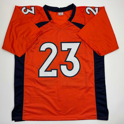 Autographed/Signed Willis McGahee Denver Orange Football Jersey JSA COA (ONLINE ORDER ONLY)