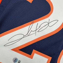 Autographed/Signed Clinton Portis Denver Blue Football Jersey Beckett BAS COA (ONLINE ORDER ONLY)