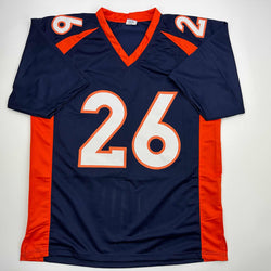 Autographed/Signed Clinton Portis Denver Blue Football Jersey Beckett BAS COA (ONLINE ORDER ONLY)