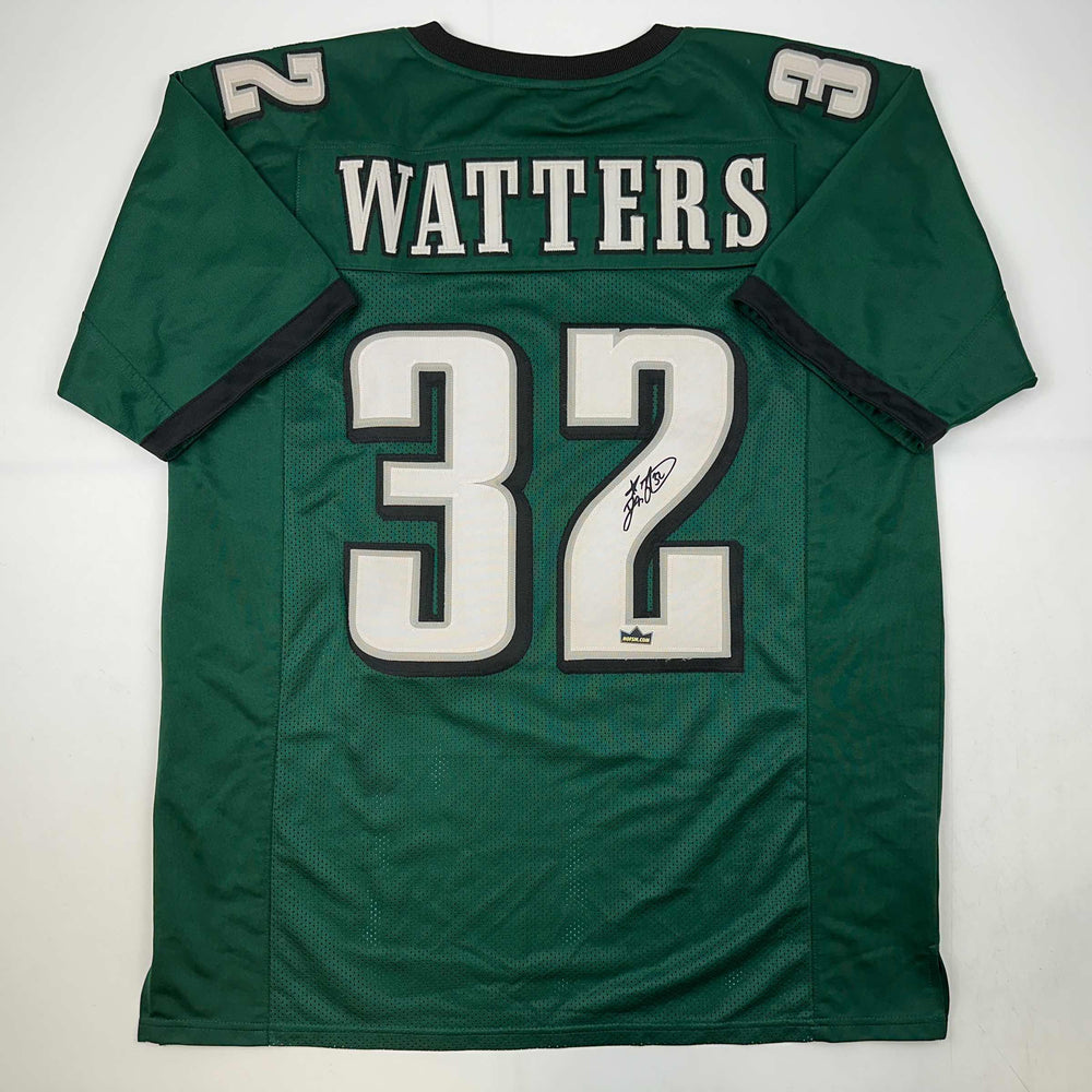 Facsimile Autographed Ricky Watters Philadelphia Green Reprint Laser Auto Football Jersey Size Men's XL (ONLINE ORDER ONLY)