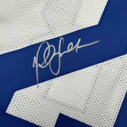 Autographed/Signed Marshall Faulk St. Louis Retro White Football Jersey Beckett BAS COA (ONLINE ORDER ONLY)