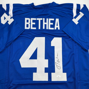 Autographed/Signed Antoine Bethea Indianapolis Blue Football Jersey JSA COA (ONLINE ORDER ONLY)