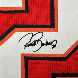 Framed Facsimile Autographed Ronde Barber 35x39 Tampa Bay Red Reprint Laser Auto Football Jersey (ONLINE ORDER ONLY)