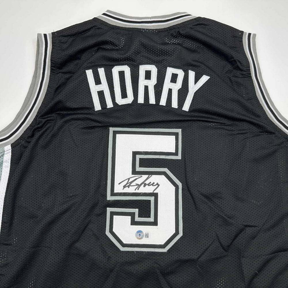 Autographed/Signed Robert Horry San Antonio Black Basketball Jersey Beckett BAS COA (ONLINE ORDER ONLY)