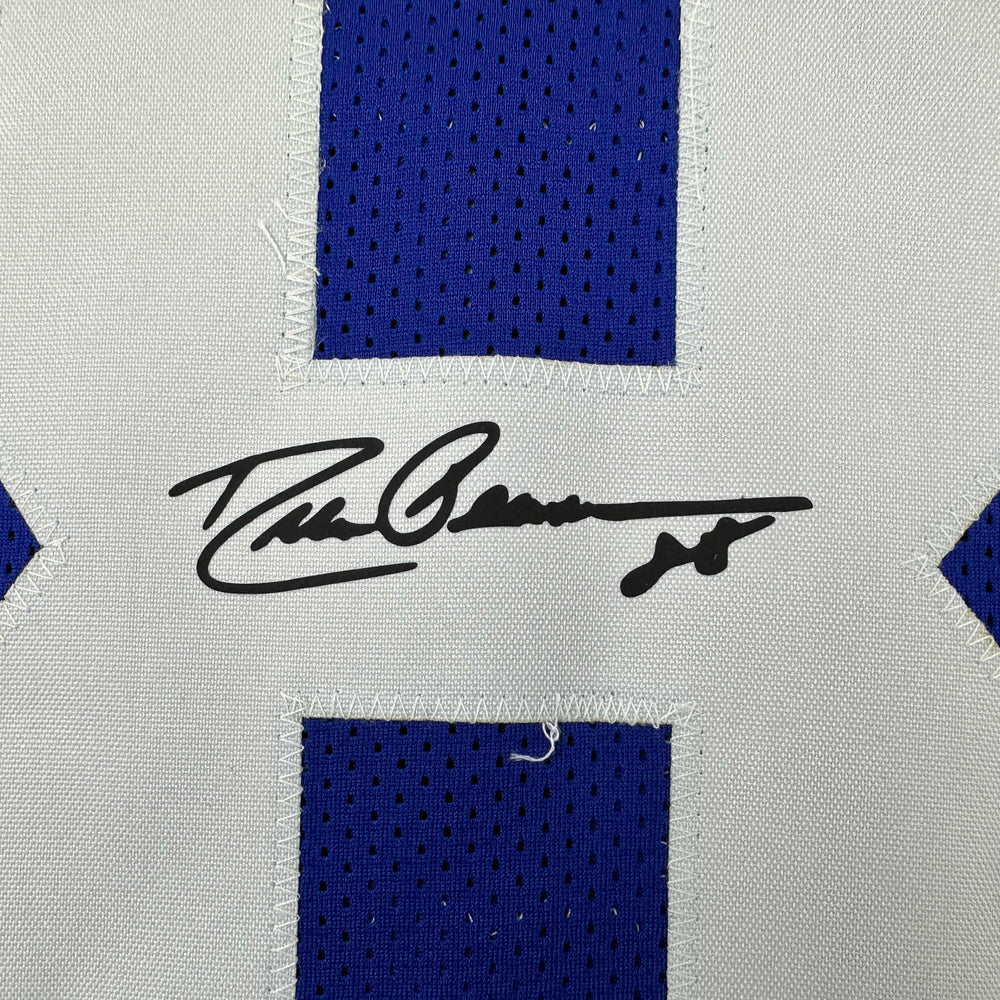 Framed Facsimile Autographed Drew Pearson 35x39 Dallas Blue Reprint Laser Auto Football Jersey (ONLINE ORDER ONLY)
