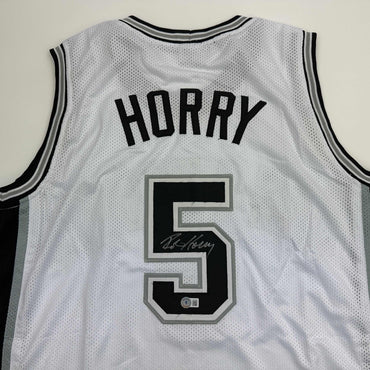 Autographed/Signed Robert Horry San Antonio White Basketball Jersey Beckett BAS COA (ONLINE ORDER ONLY)