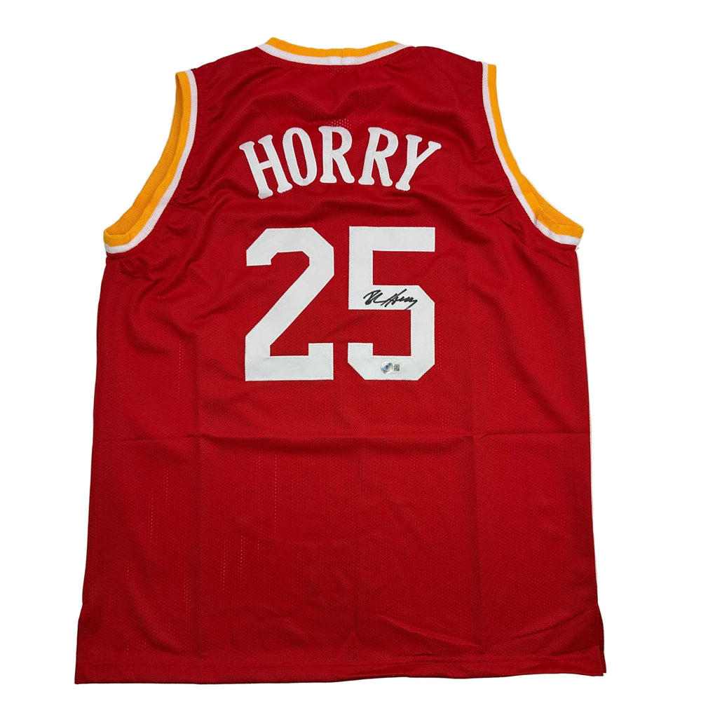 Autographed/Signed Robert Horry Houston Red Basketball Jersey Beckett BAS COA (ONLINE ORDER ONLY)