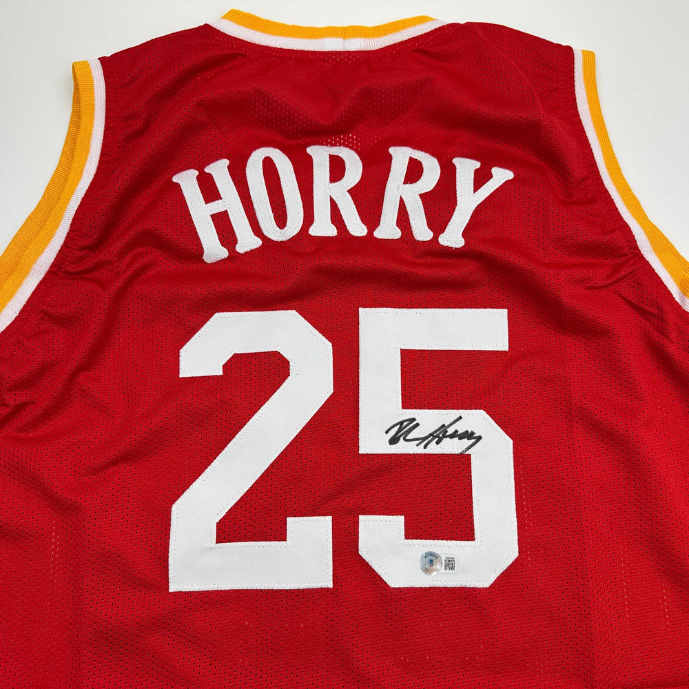 Autographed/Signed Robert Horry Houston Red Basketball Jersey Beckett BAS COA (ONLINE ORDER ONLY)
