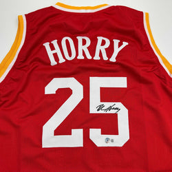 Autographed/Signed Robert Horry Houston Red Basketball Jersey Beckett BAS COA (ONLINE ORDER ONLY)