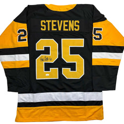 Autographed/Signed Kevin Stevens Pittsburgh Black Hockey Jersey JSA COA (ONLINE ORDER ONLY)