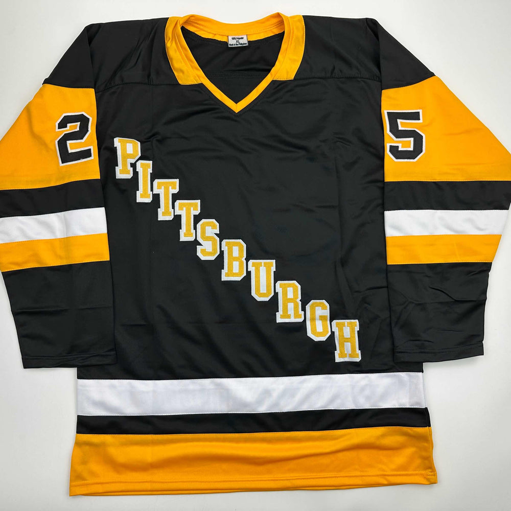 Autographed/Signed Kevin Stevens Pittsburgh Black Hockey Jersey JSA COA (ONLINE ORDER ONLY)