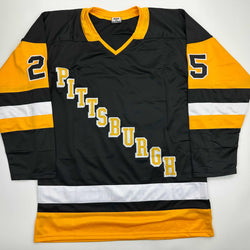 Autographed/Signed Kevin Stevens Pittsburgh Black Hockey Jersey JSA COA (ONLINE ORDER ONLY)