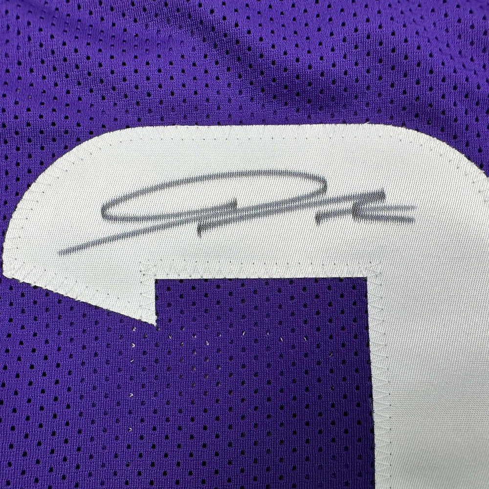 Autographed/Signed Jordan Addison Minnesota Purple Football Jersey JSA COA (ONLINE ORDER ONLY)
