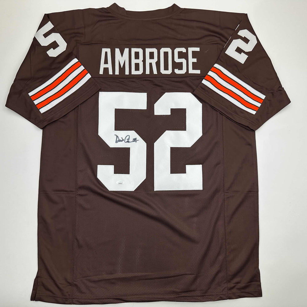 Autographed/Signed Dick Ambrose Cleveland Brown Football Jersey JSA COA (ONLINE ORDER ONLY)