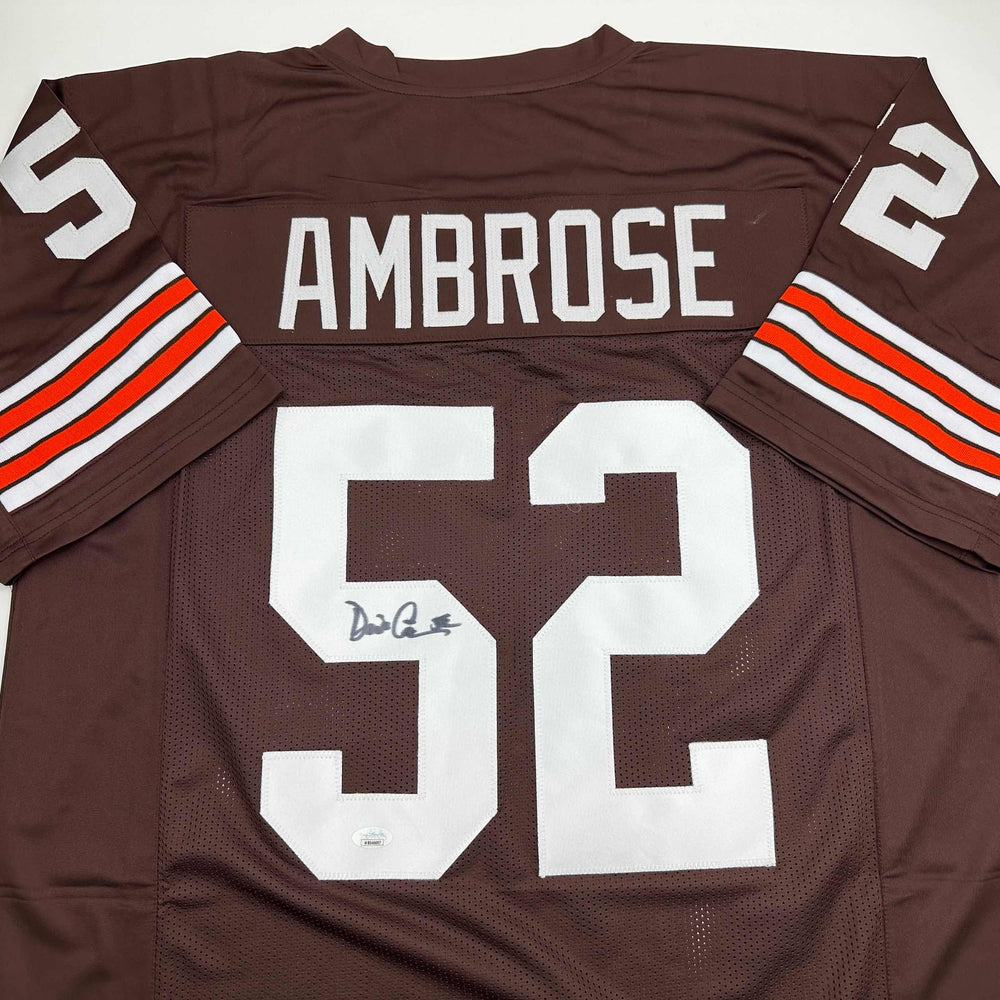 Autographed/Signed Dick Ambrose Cleveland Brown Football Jersey JSA COA (ONLINE ORDER ONLY)
