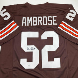 Autographed/Signed Dick Ambrose Cleveland Brown Football Jersey JSA COA (ONLINE ORDER ONLY)
