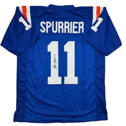 Autographed/Signed Steve Spurrier Florida Blue College Football Jersey JSA COA (ONLINE ORDER ONLY)