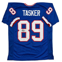 Autographed/Signed Steve Tasker Buffalo Blue Football Jersey JSA COA (ONLINE ORDER ONLY)