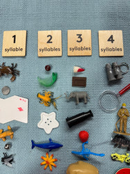 Bag Full of Objects: Syllable Count with Wooden Labels (ONLINE ORDER ONLY)