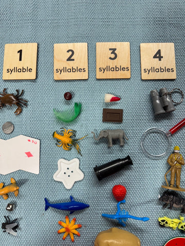 Bag Full of Objects: Syllable Count with Wooden Labels (ONLINE ORDER ONLY)