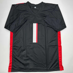 Autographed/Signed Darnell Mooney Atlanta Black Football Jersey Beckett BAS COA (ONLINE ORDER ONLY)