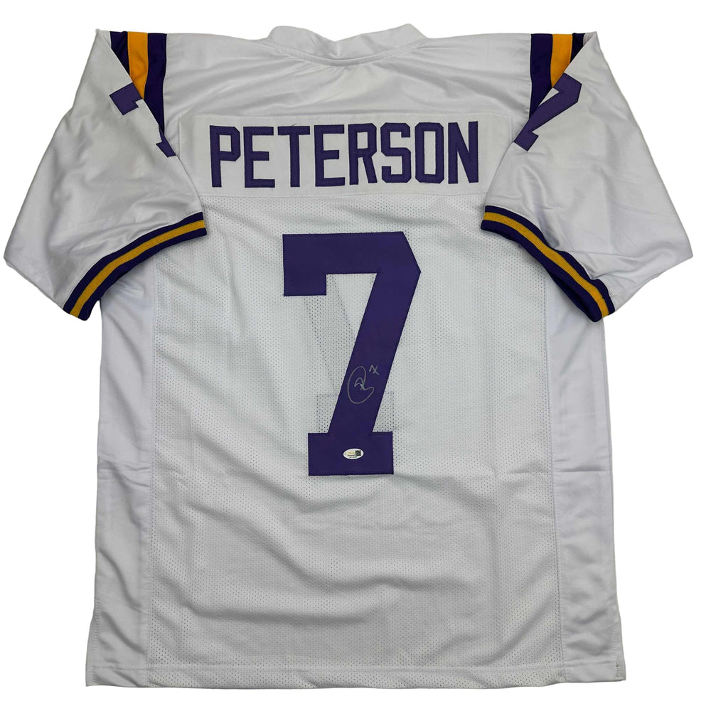 Autographed/Signed Patrick Peterson LSU White College Football Jersey JSA COA (ONLINE ORDER ONLY)
