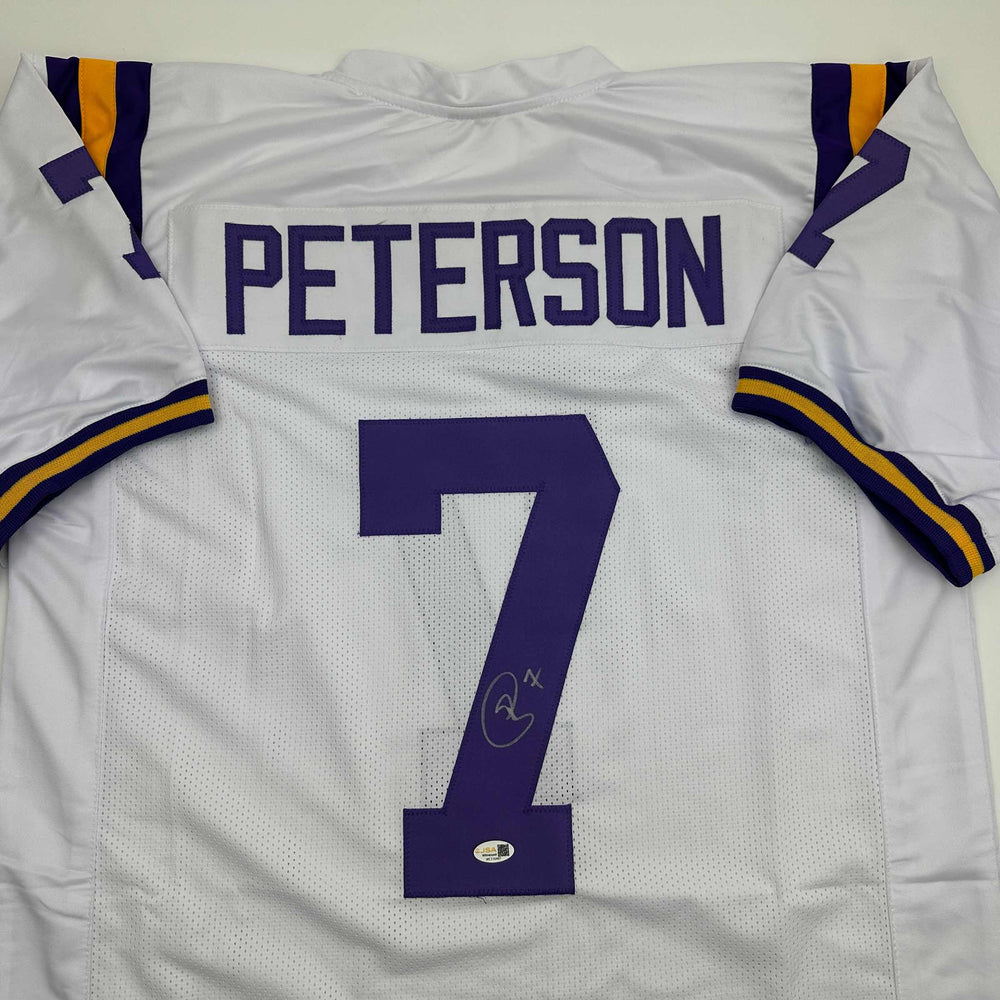 Autographed/Signed Patrick Peterson LSU White College Football Jersey JSA COA (ONLINE ORDER ONLY)