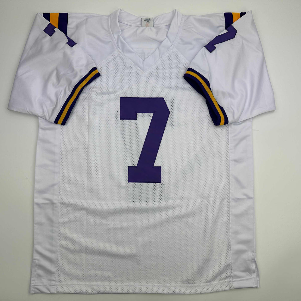 Autographed/Signed Patrick Peterson LSU White College Football Jersey JSA COA (ONLINE ORDER ONLY)
