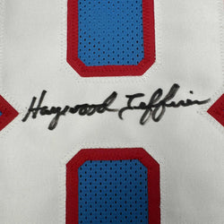 Autographed/Signed Haywood Jeffires Tennessee Retro Light Blue Football Jersey JSA COA (ONLINE ORDER ONLY)