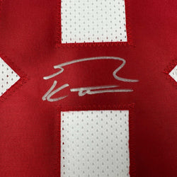 Autographed/Signed George Kittle San Francisco White Football Jersey Beckett BAS COA (ONLINE ORDER ONLY)