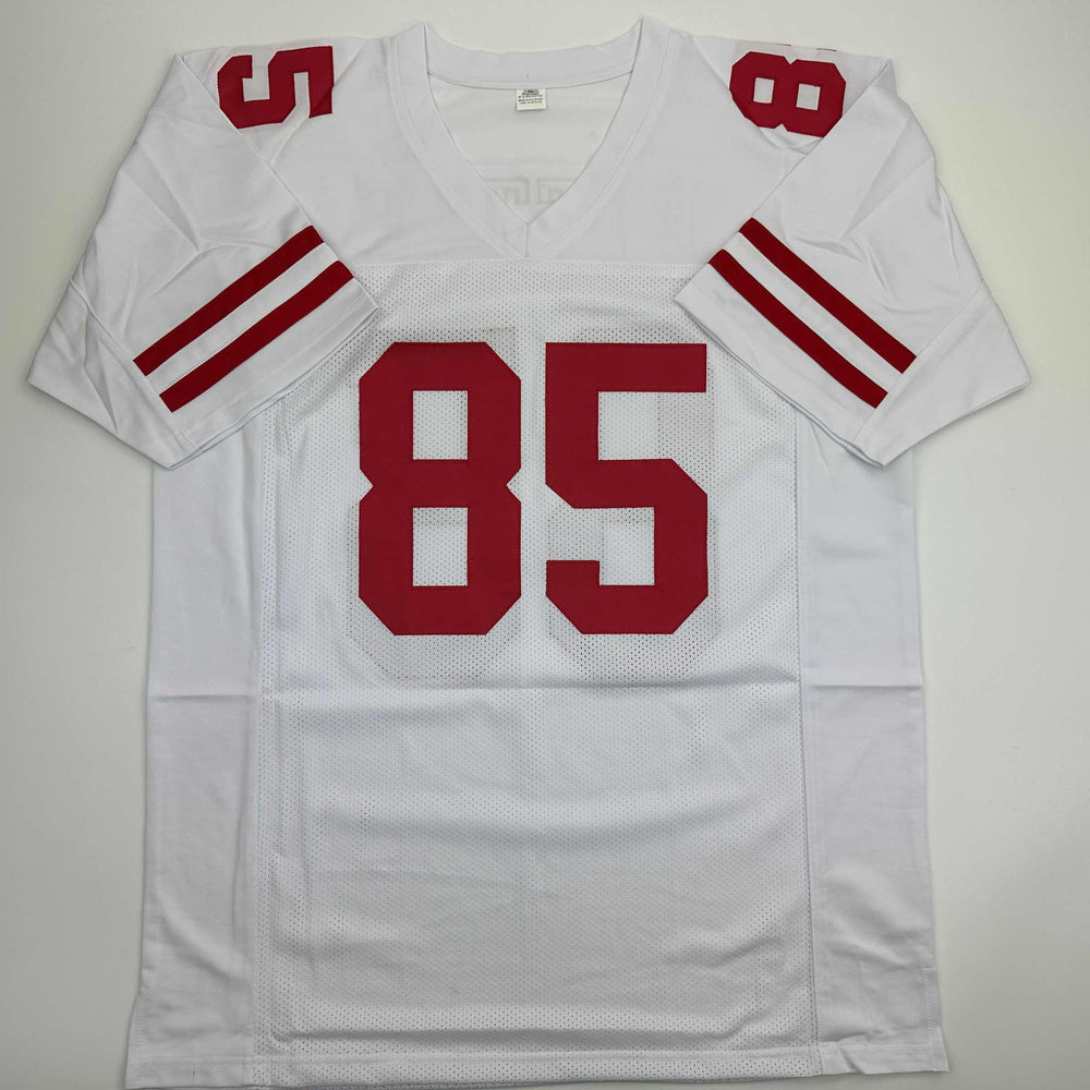 Autographed/Signed George Kittle San Francisco White Football Jersey Beckett BAS COA (ONLINE ORDER ONLY)