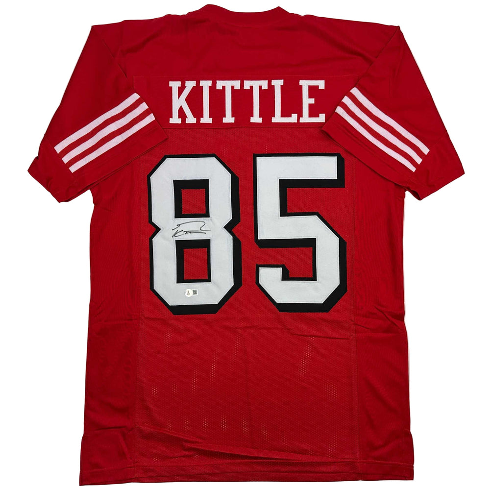Autographed/Signed George Kittle San Francisco Red Alternate Football Jersey Beckett BAS COA (ONLINE ORDER ONLY)