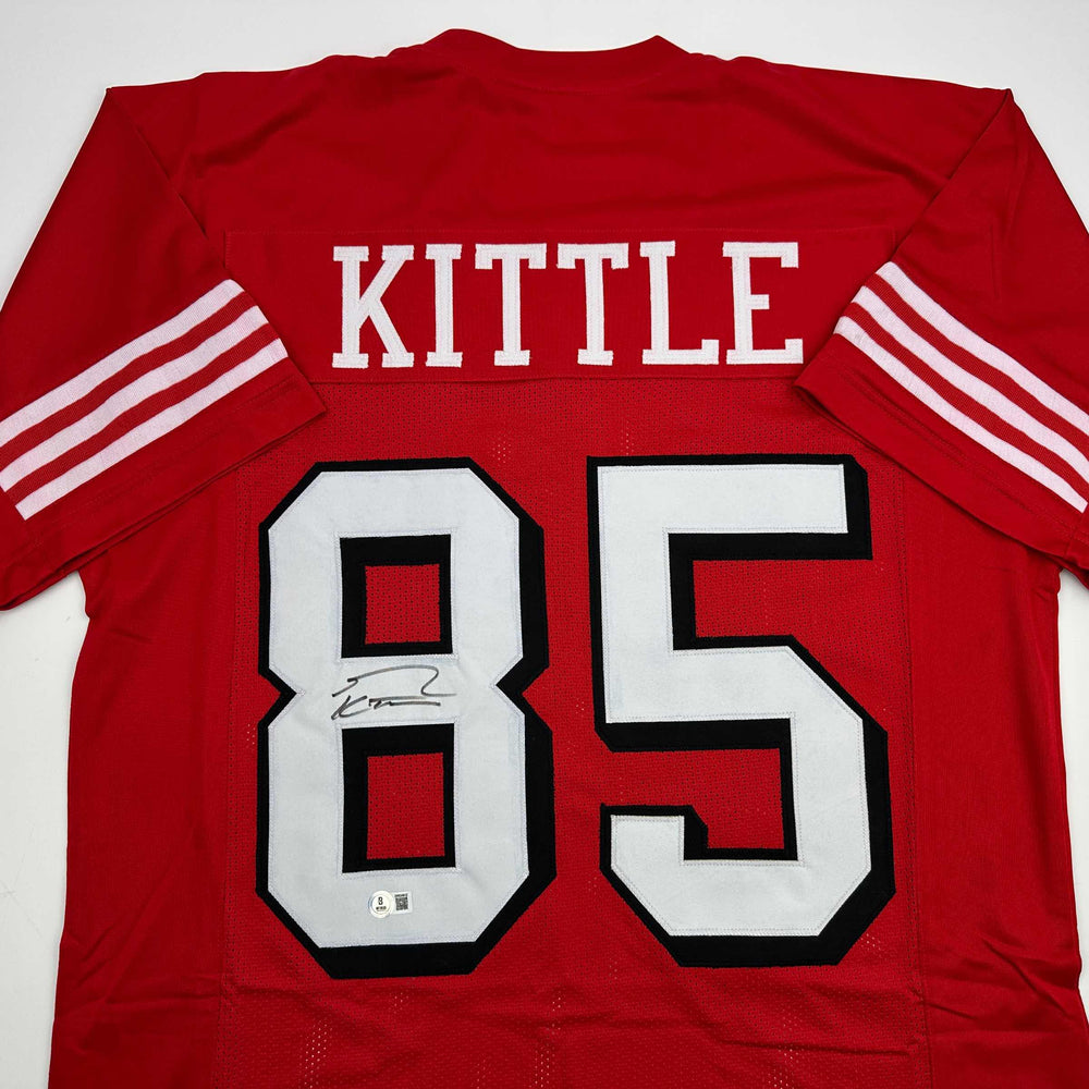 Autographed/Signed George Kittle San Francisco Red Alternate Football Jersey Beckett BAS COA (ONLINE ORDER ONLY)